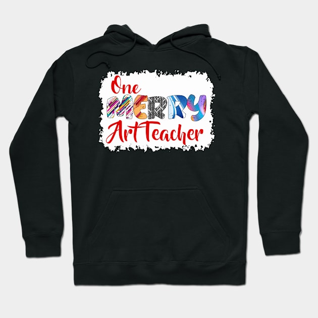 One Merry Art Teacher Christmas PJ Xmas Matching Hoodie by gaustadabhijot